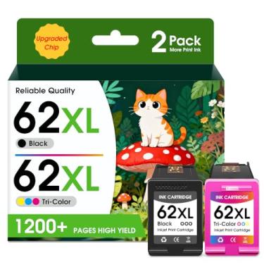 Imagem de Cartuchos de tinta 62XL preto e colorido combo de alto rendimento compatível com HP Ink 62 Cartucho de tinta adequado para hp envy 5640 5540 5542 5545 5642 5665 8000 Officejet 5740 5741 5742 5743 5744