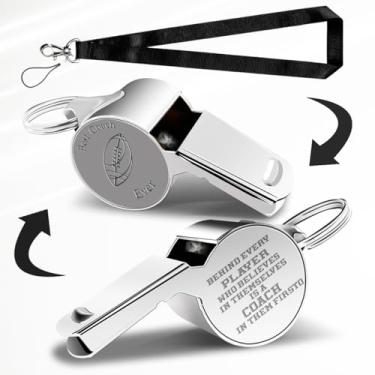 Imagem de WETDNGQI Melhores presentes de treinador de rúgbi de futebol apito para treinadores com cordão para homens, amigos, irmão, professor