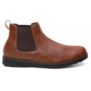 Imagem de Botina Chelsea Masculino Vicerinne Caramelo Whisky Elástico Casual Trabalho Homem Moderno Elegante Dia a Dia Calce Fácil (39, BR, Adulto, Numérico, 39)