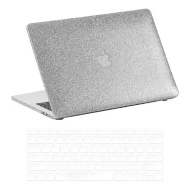 Imagem de Miloocul Compatível com MacBook Pro 16 A2780/A2991/A3403/A3186/A3402 2021-25 Capa rígida de couro brilhante com capa de teclado (prata, MacBook Pro 16 A2780/A2991/A3403/A3186/A3402) 2021-25