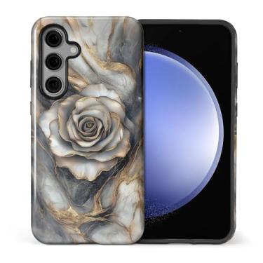 Imagem de WANKBLC Capa brilhante compatível com Samsung Galaxy S25 para meninas e meninos, design de corpo inteiro, silicone macio, proteção contra arranhões, padrão maluco, cinza, dourado, linha mármore rosa