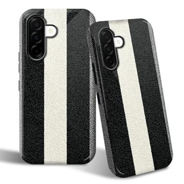 Imagem de SROJDHFJB Capa de telefone para Samsung Galaxy A36 5G, capa protetora de 2 camadas com design impresso de listras pretas e brancas, parte traseira rígida + amortecedor de TPU macio capa fina para