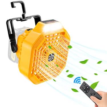 Imagem de Taingwei Ventilador portátil com controle remoto para bateria Dewalt 20V 60V, ventilador alimentado por bateria com 3 níveis de velocidade com eficiência energética e luz LED regulável para