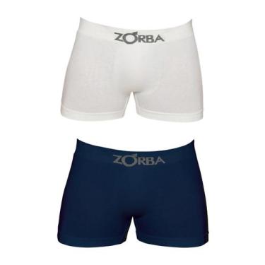 Imagem de KIT/2 Cueca Boxer Zorba 632781 Seamless Algodão T. P/GG, M, 121, Branc