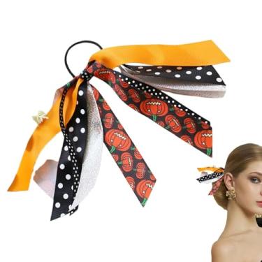 Imagem de Shakven Elásticos de cabelo de Halloween,Scrunchies de Halloween - Faixa de cabelo elástica com de abóbora,Faixas elásticas de cabelo, suportes de rabo de cavalo, elásticos de cabelo para crianças