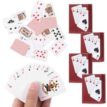Imagem de Ouligay 4 Decks Mini Playing Cards Fun Miniature Poker Cards Mini Deck of Cards Novelty Party Gift for Par, Christmas, Halloween Boys and Girls 2.09 X 1.50in