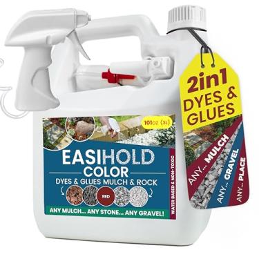 Imagem de EASIHOLD Color RED 2 em 1 Spray de tinta de cobertura morta e cola para paisagismo, canteiros de jardim e cobertura de cascas de parquinho - corante vermelho permanente. Não tóxico, pronto para usar