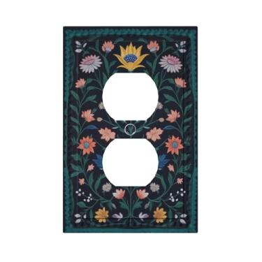 Imagem de HLCoChT Capas decorativas para interruptores de luz com design floral William Morris, 1 Gang Single Duplex Outlet Wall Plate Placa Elétrica