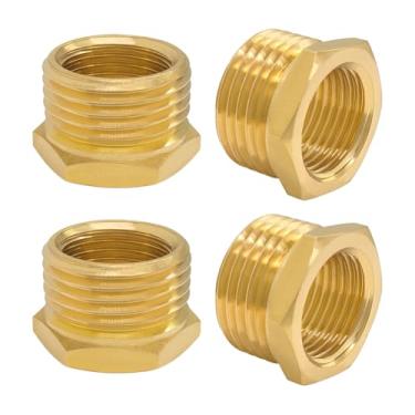 Imagem de Hooshing 4 peças de acessórios de mangueira de jardim de latão 1/5.1 cm NPT fêmea x 3/10.2 cm rosca macho GHT para conector de mangueira NPT
