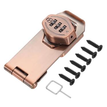 Imagem de PATIKIL Fechadura de combinação de armário sem chave, 10 cm, liga de zinco, 3 dígitos, botão de torção, trava de ferrolho para armários, armário, gaveta, armário de cozinha ao ar livre, bronze