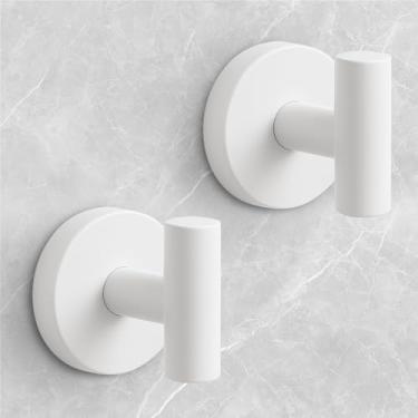 Imagem de WingWider Ganchos de chuveiro para chuveiro interno, ganchos de toalha removíveis e reutilizáveis sem perfuração para banheiro, ganchos de ventosa resistentes para janela de vidro, 2 pacotes (branco)