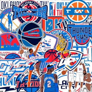 Imagem de Pacote de adesivos de basquete Oklahoma com 25 peças para laptop, garrafa de água, janela de carro, scrapbook, capacete, skate, parede, decalques de vinil legais à prova d'água, presentes de basquete