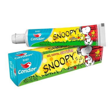 Imagem de Gel Dental Infantil Condor Snoopy Bambinos 1 Sem Flúor Sabor Morango com 50g