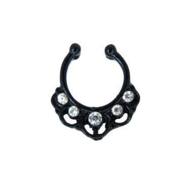 Imagem de Piercing Aço Cirurgico Feminino Preto Septo Petala Zirconia - Oremte