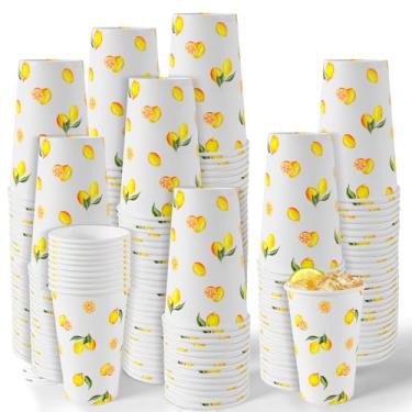 Imagem de Jansun Suporte de limonada suprimentos para crianças, 100 peças de copos de papel limonada descartáveis copos de limonada para banheiro enxaguante bucal copos de bebida para festa de verão piqueniques