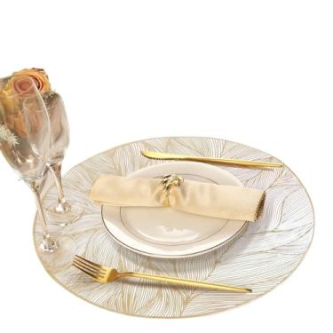 Imagem de Jogo Americano 6 Peças Redondo Sousplat de Mesa, Suplat de Mesa Folhagem Design Recorte para