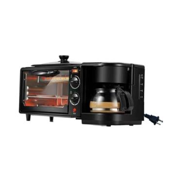 Imagem de Gralara Máquina de café da manhã 3 em 1, torradeira com frigideira, portátil, forno, máquina de café da manhã, com máquina de café para salsichas, pão, ovo
