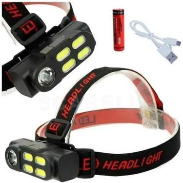 Imagem de Lanterna de Cabeça LED LT-8571 Recarregável, 5 Modos de Iluminação, Longo Alcance, Luz Frontal com USB, Ajustável para Camping e Atividades Noturnas