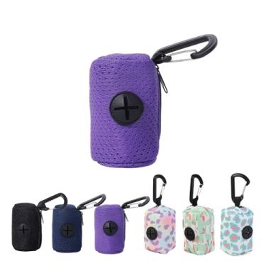 Imagem de Suporte para saco de cocô de cachorro com mosquetão grande abertura para fácil acesso, adequado para coleira retrátil Várias cores disponíveis