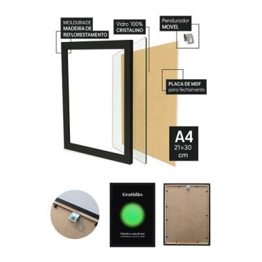 Imagem de Quadro Abundância/Gratidão/Apreço com Vidro e Moldura Preta Tamanho:21