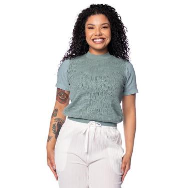 Imagem de Blusa Feminina Biamar Algodão Ponto Vazado Verde-Feminino