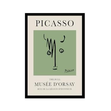 Imagem de Impressão em tela verde sálvia Pablo Picasso animais esboço arte de parede gato cão pássaro cavalo impressão linha abstrata desenho pôsteres para quarto casa escritório decoração (SKU11,16x24") (40 x