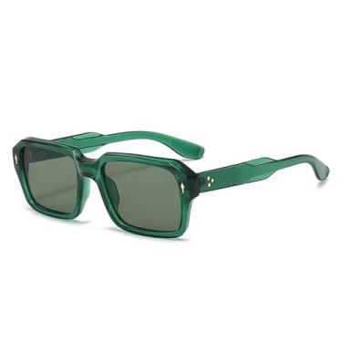 Imagem de Óculos de Sol Femininos com Rebites Estilo Punk, Lentes Transparentes com Degradê Oceano, Proteção UV400, Ideais para Esportes ao Ar Livre, Corrida e Ciclismo, Verde Escuro