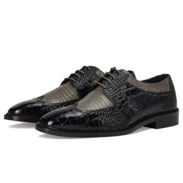 Imagem de Stacy Adams Sapato Oxford masculino Travato Wingtip com cadarço, Preto/cinza, 10.5 Wide