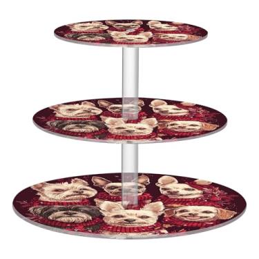 Imagem de CEBUGI Suporte de cupcake de 3 camadas para cães, suporte redondo para bolo, torre, bandeja de servir em camadas de acrílico para chá, chá de bebê, casamento e mais