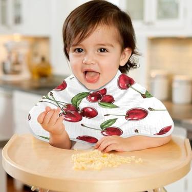 Imagem de CEBUGI Panos para Arrotar Musselina para Bebês 56 x 28 cm Toalhas de Banho Absorventes de Algodão Cereja Vermelha Trapos para Bebês Meninos e Meninas Pacote com 4