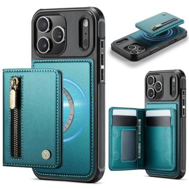 Imagem de SFDSUH Capa carteira de couro magnética 2 em 1 com zíper removível para iPhone 16e (para iPhone 16e/azul celeste)
