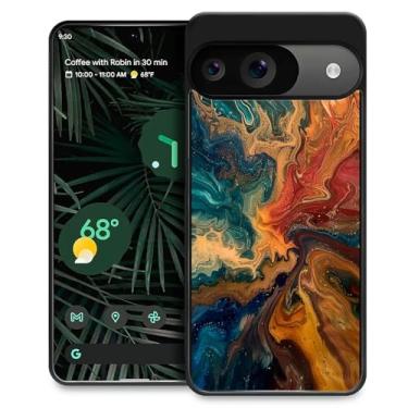 Imagem de CARLOCA Capa compatível com o Google Pixel 9 9 Pro para meninas à prova de choque antiarranhões capa traseira rígida de policarbonato estética padrão de moda redemoinho caos colorido fluido pintura