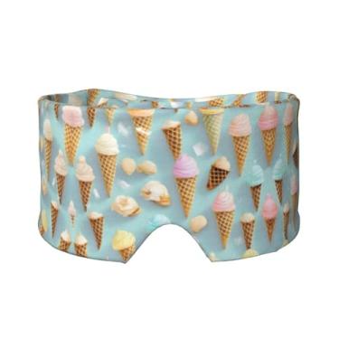 Imagem de Máscara protetora para olhos e orelhas com estampa de sorvete e waffle respirável, ajustável, blecaute, confortável