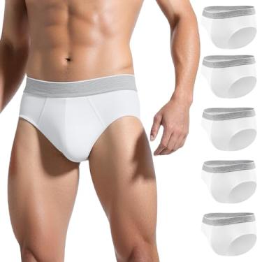 Imagem de BATTEWA Roupa íntima masculina lavável à prova de vazamento para incontinência íntima masculina reutilizável absorvente de urina (médio, 5 brancas, pacote com 5)