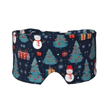 Imagem de Máscara de proteção para olhos e orelhas com estampa de boneco de neve de Natal azul, respirável, ajustável, blecaute, confortável