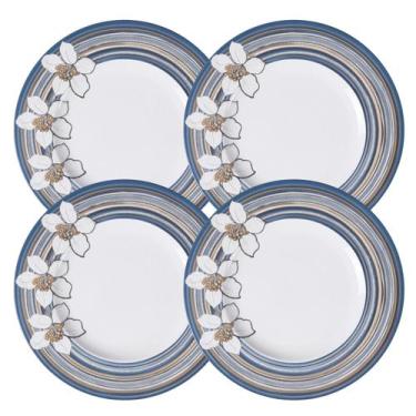 Imagem de Jogo De Pratos Rasos Jantar Refeição 28cm Kit 4 Peças Nix Porcelana De