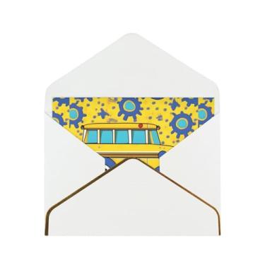 Imagem de Cartões de felicitações com impressão de ônibus escolar para todas as ocasiões, convites de festa de aniversário de casamento, 12,7 x 15,2 cm