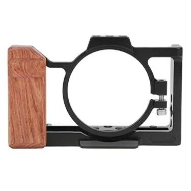 Imagem de Acouto Gaiola para Câmera Em Liga de Alumínio Com Alça de Madeira Câmera ZV1 - Caixa Protetora Leve Com Várias Opções de Montagem, Base de Sapata Fria e Compartimento de Bateria para Produção de