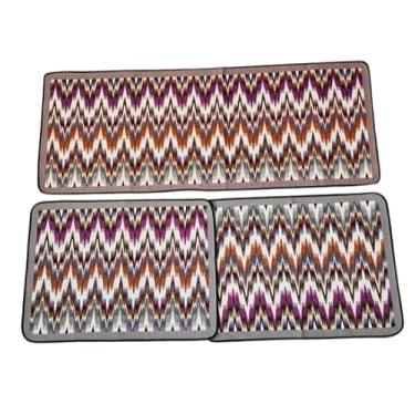 Imagem de Jogo de passadeira de cozinha tapete em jacquard antiderrapante 3 peças decoração impecável(Ondas Colorido)