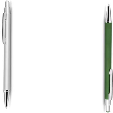 Imagem de Genérico Caneta Esferográfica Azul, Corpo em Papel Reciclado, com Ponta Touch Emborrachada, Escrita Geral, Kit com 2 Unidades (Prata e Vermelho)