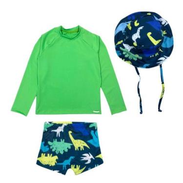 Imagem de Conjunto Menino Sunga Praia + Chapéu Proteção Solar Uv - Fofotinhos, R