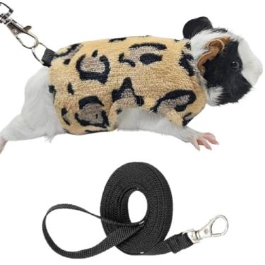 Imagem de Peitoral para animais pequenos, roupas quentes para hamster, conjunto de coleira e coleira de porquinho-da-índia para animais de estimação pequenos para ratos, ouriço, esquilo e raças pequenas