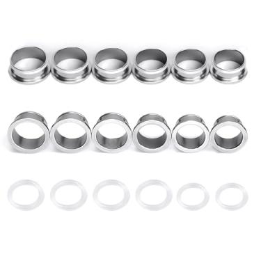 Imagem de WINSENET 12 a 16 peças de alargadores de orelha de aço inoxidável, alargadores de orelha hipoalergênicos, alargadores de orelha, alargadores, alargadores de orelha com óleo de jojoba, piercing