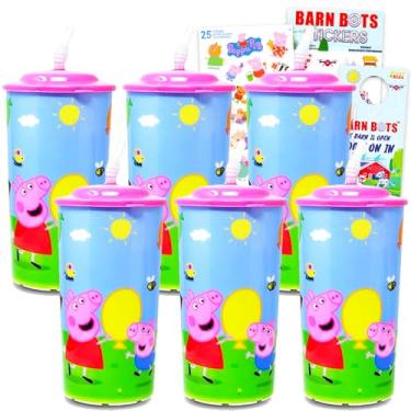 Imagem de Peppa Pig Store Pacote com 6 copos reutilizáveis da Peppa Pig de 473 ml com adesivos da Peppa Pig – para meninas e meninos (festa da Peppa Pig), louça Peppa Pig Party Supply