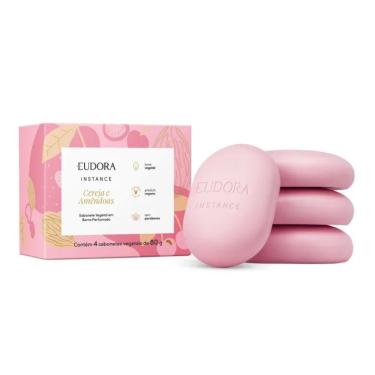 Imagem de Kit 4 Sabonetes Em Barra Vegetal Perfumado Cereja E Amêndoas Eudora Instance 80g