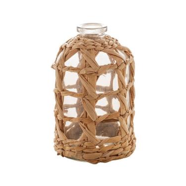 Imagem de Vaso Decorativo Em Vidro Transparente Trançado Fibra Natural Wolff 15x9cm