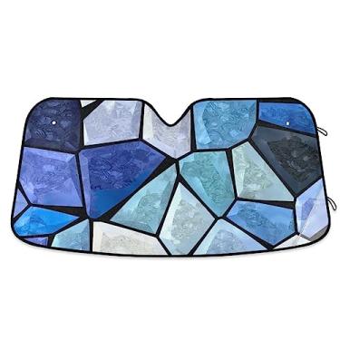 Imagem de Persianas de sol irregulares de mármore azul escuro para carro, proteção UV dobrável para janela de carro