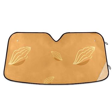 Imagem de Guarda-sol de carro concha amarela de verão dobrável, para-brisa de caminhão, proteção UV dobrável para janela de carro
