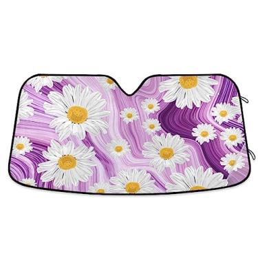 Imagem de Sombra de para-brisa de carro com tinta rosa marmorizada colorida, para-sol de carro para para-brisa, bloqueador solar para carro, caminhão, SUV