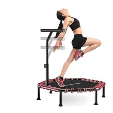 Imagem de NOVEVE Trampolins Jump Dobrável Com Apoios De Braços Ajustáveis Diâmetro Do Trampolim 108 Cm Capacidade De Carga 250kg Rosa